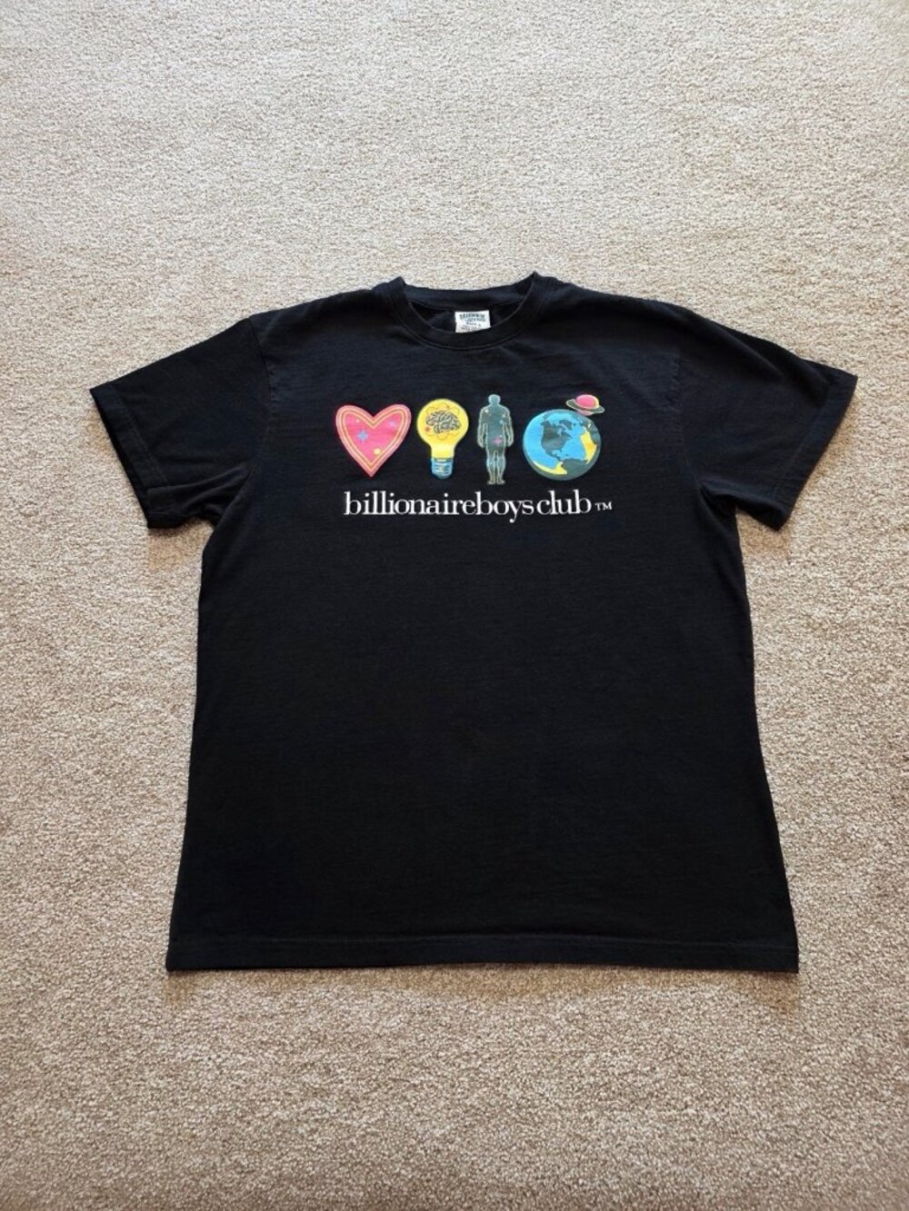 Billionaire Boys Club Men’s Black Earth Heart Logo Short Sleeve T Shirt Sz Large
